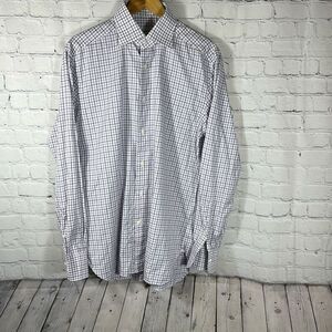 Ermenegildo Zegna Mens Regular Fit‎ Purple Plaid   Button Down Shirt  39 15.5
